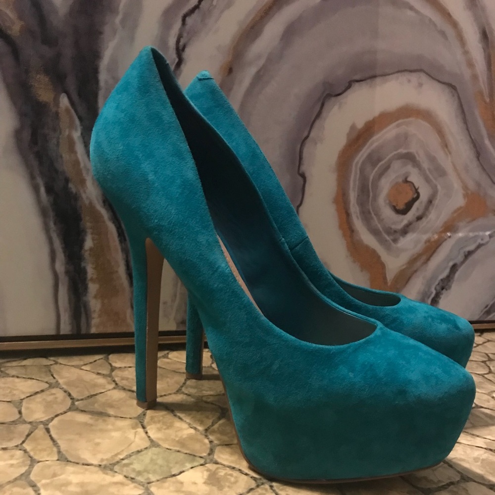 Suede platform stilettos!